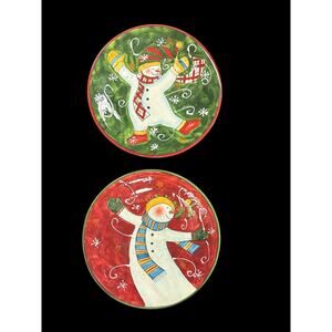 Susan Winget Christmas Snowman Plates‎ Cookies Dessert Decor Cert International